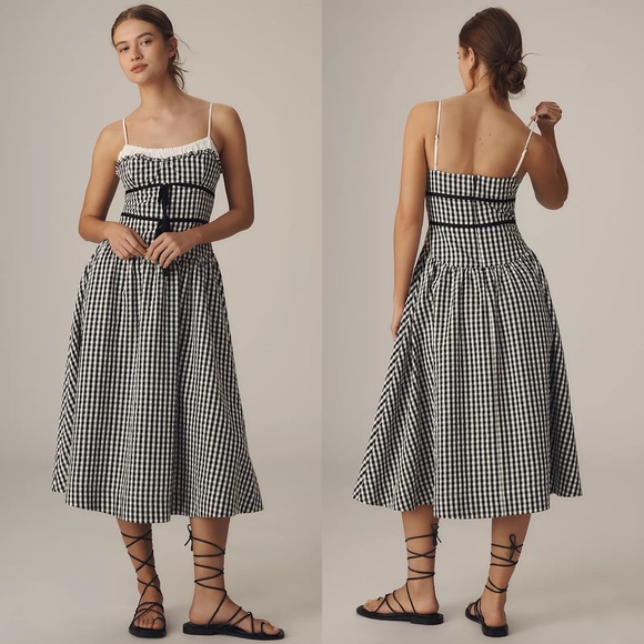 For Love And Lemons Dresses & Skirts - For Love & Lemons Georgia Gingham Midi Dress in Black